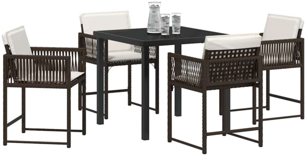vidaXL Garten Essgruppe 5 pcs Braun Poly-Rattan 3380753 Bild 2