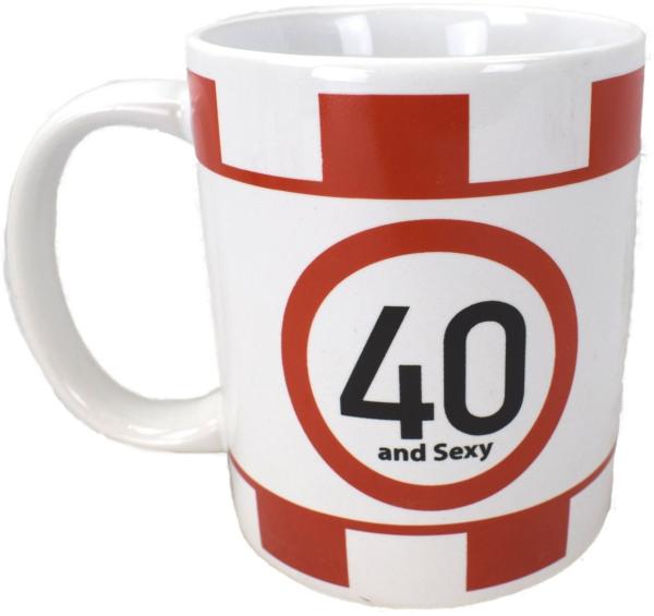 Kaffeetasse Happy Birthday 18 30 40 50 Jahre Geburtstag Tasse rot/weiß Becher 40 and Sexy