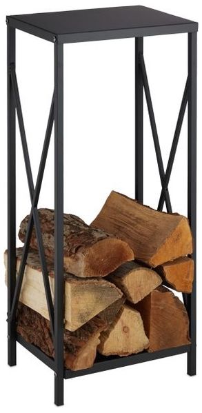 Relaxdays Schwarzes Kaminholzregal aus Stahl