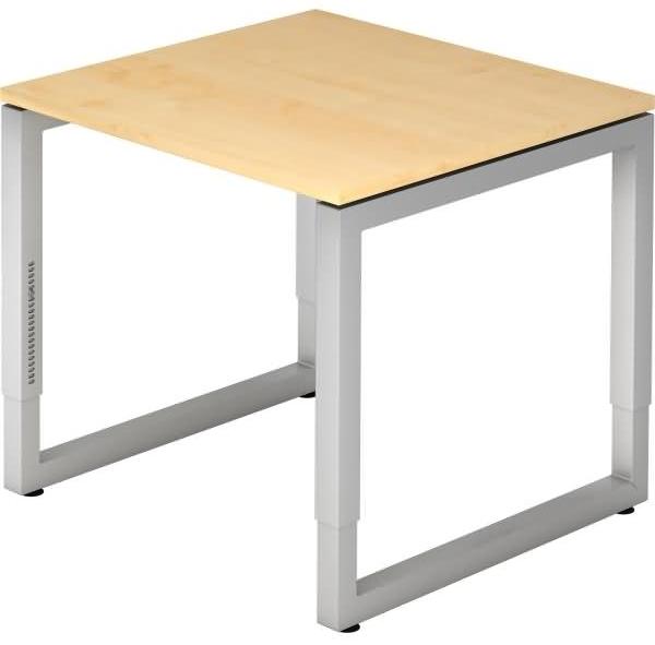 Schreibtisch RS08 O-Fuß eckig 80x80cm Ahorn Gestellfarbe: Silber