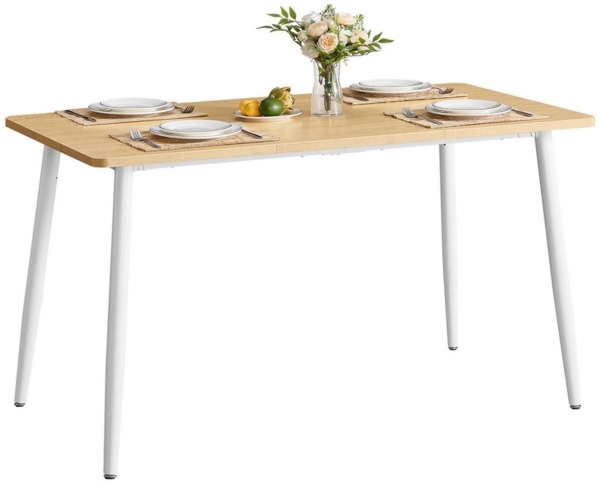 VASAGLE Esstisch, Esszimmertisch, Küchentisch, für 4-6 Personen, Landhausstil, Goldeichenfarben-Wolkenweiß, KDTDE100N01