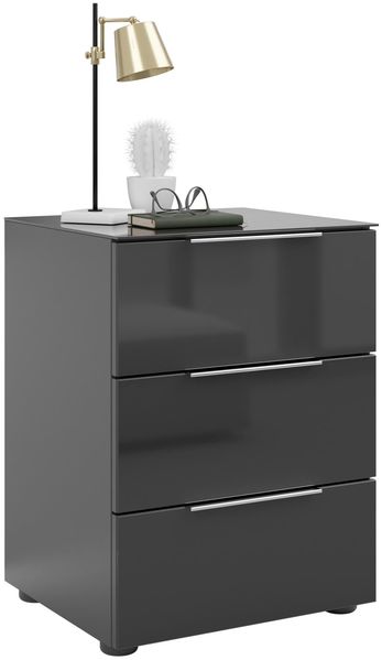 Nachtkommode >style< in anthrazit matt - Glas anthrazit - 45x60,3x40cm (BxHxT)