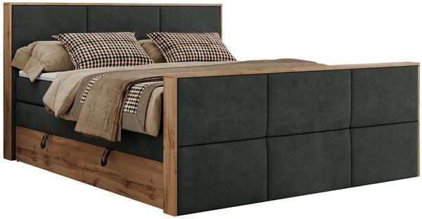 MKS MÖBEL Boxspringbett ALBERO 2 KING DUO (Packung, Set, Bettkästen, Topper T25/Visco, T30-Schaum, Möbelplattenelementen), Doppelbett, Multipocket-Matratzen, Boxspringbett, Fußteil