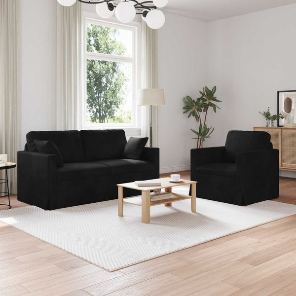 vidaXL Sofa Set 2 pcs Schwarz 158 x 78 x 80 cm Samt 3407557
