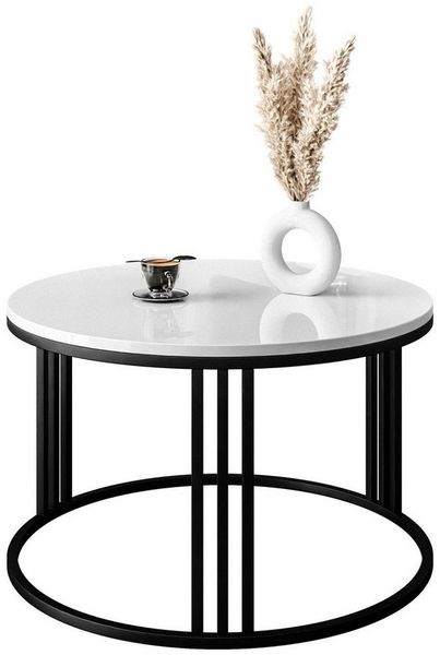 Lookway Couchtisch LORI mit Hochglanz Platte (1x Couchtisch), Durchmesser: ⌀70 cm