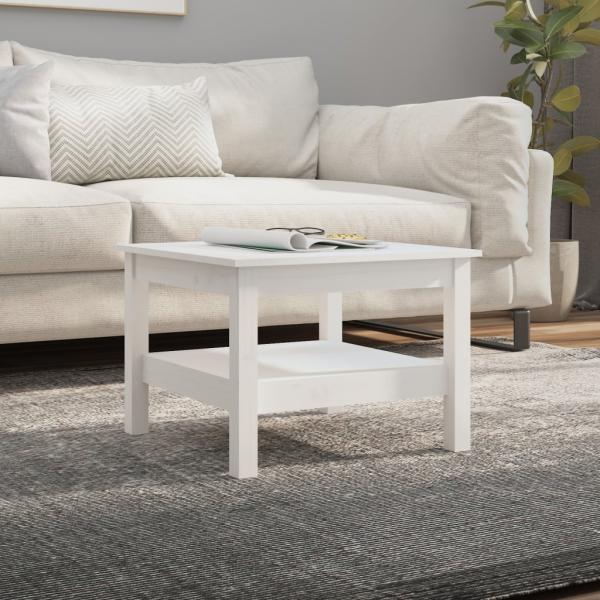 vidaXL Couchtisch Weiß 55x55x40 cm Massivholz Kiefer 814270