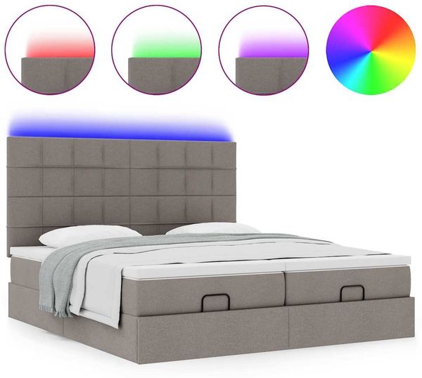 vidaXL Ottoman-Bett mit Matratzen & LEDs Taupe 160x200 cm Stoff 3314538 Bild 5