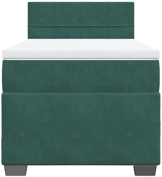 vidaXL Boxspringbett mit Matratze Dunkelgrün 90x190 cm Samt 3286201 Bild 3