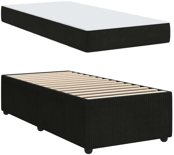 vidaXL Bettrahmen mit Matratze Schwarz 80 x 200 cm Stoff 3398323 Bild 4
