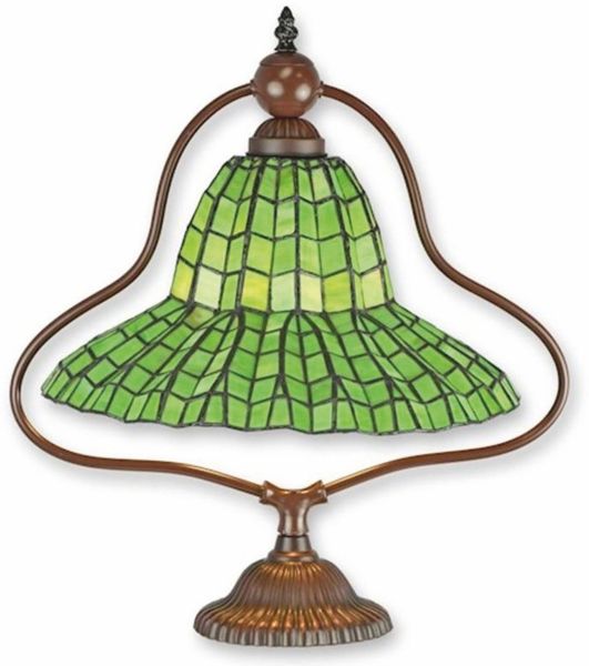 Casa Padrino Jugendstil Tiffany Tischleuchte Grün / Braun H. 47,5 cm - Tiffany Leuchten