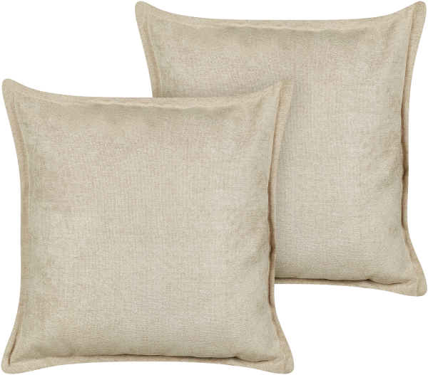 Kissen 2er Set LAPSANA 60 x 60 cm Kein Muster Stickerei Beige