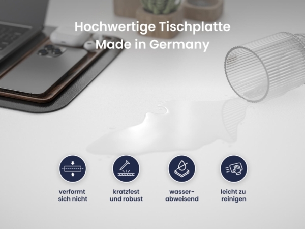 Desktopia Pro X - Elektrisch höhenverstellbarer Schreibtisch / Ergonomischer Tisch mit Memory-Funktion, Weiß, Gestell Schwarz, 180x80 cm Bild 5