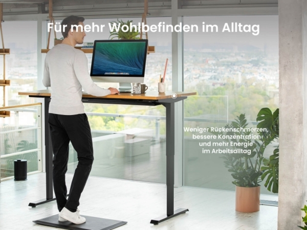 Desktopia Pro X - Elektrisch höhenverstellbarer Schreibtisch / Ergonomischer Tisch mit Memory-Funktion, Weiß, Gestell Schwarz, 180x80 cm Bild 7
