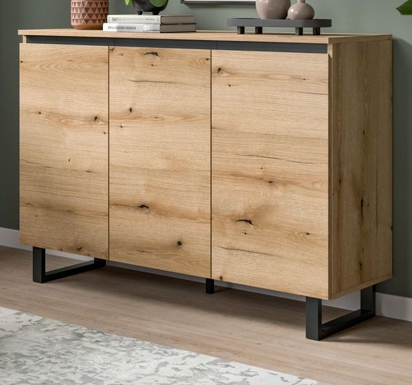 Sideboard Gelia in Eiche und schwarz 120 cm