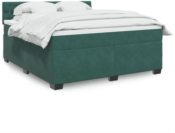 vidaXL Boxspringbett mit Matratze Dunkelgrün 180x200 cm Samt 3288687