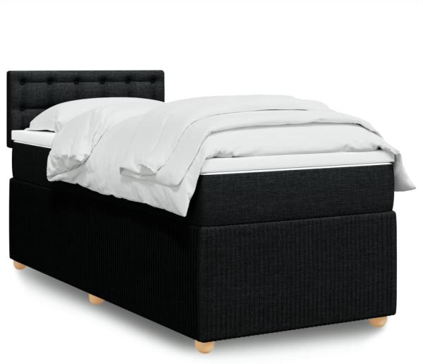 vidaXL Boxspringbett mit Matratze Schwarz 100x200 cm Stoff 3289683