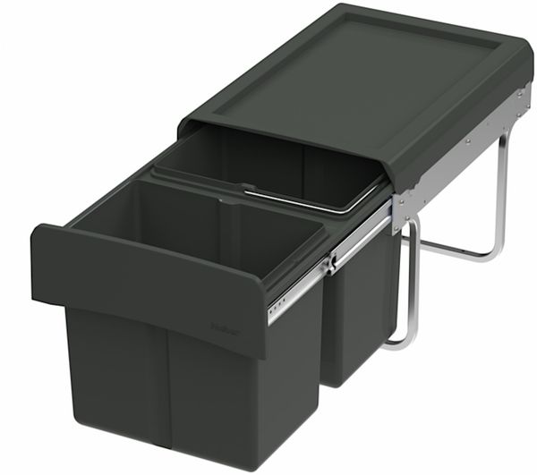 WESCO Abfallsorter CLAP 345 S/450-2 in Anthrazit mit 30 Liter (2x 15) Abfallvolumen - ab 45 cm Schrankbreite