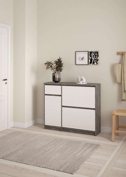 INOSIGN Schuhschrank Naia Schuhaufbewahrung, Schuhkommode, Schuhregal, Garderobenschrank, mit 2 Klappen und 1 Tür und 1 Schublade, Breite 109 cm