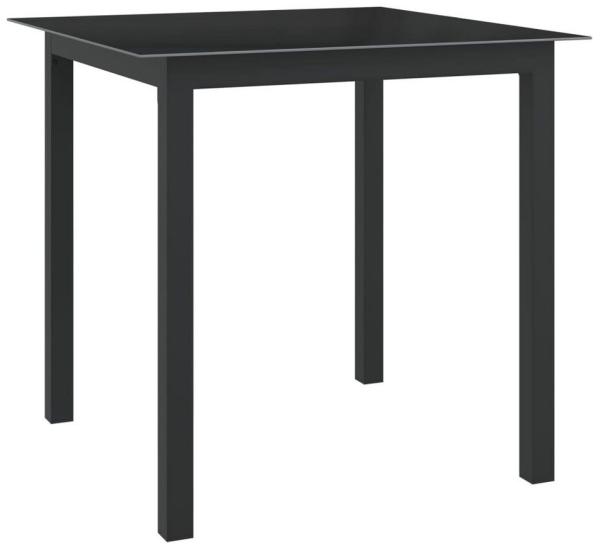 vidaXL Gartentisch Schwarz 80x80x74 cm Aluminium und Glas 312200
