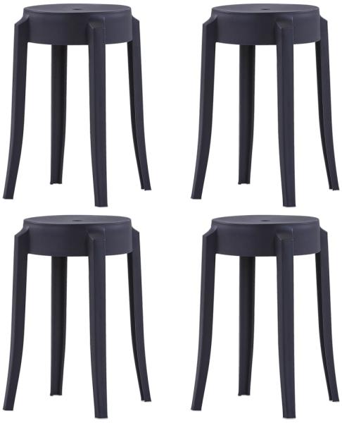 Stapelbare Hocker 4 Stk. Schwarz Kunststoff [247278]