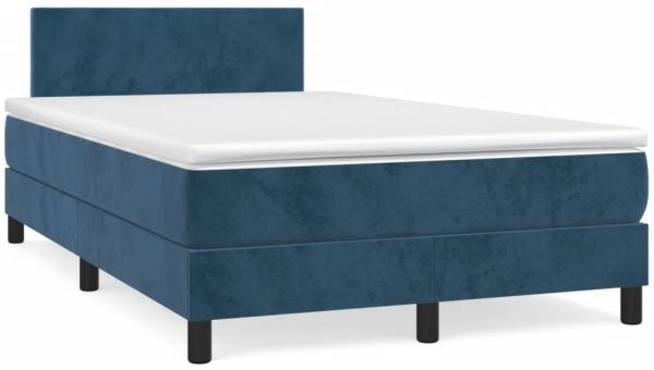 vidaXL Boxspringbett mit Matratze Dunkelblau 120x190 cm Samt 3269829