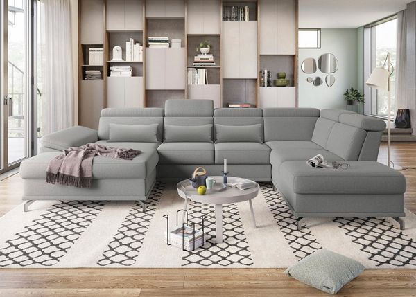 sit&more Wohnlandschaft Cabrio U-Form, B: 359 cm, mit Sitztiefen-, Arm- & Kopfteilverstellung, 3 Nierenkissen, Federkern, optional Bettfunktion und Stauraum