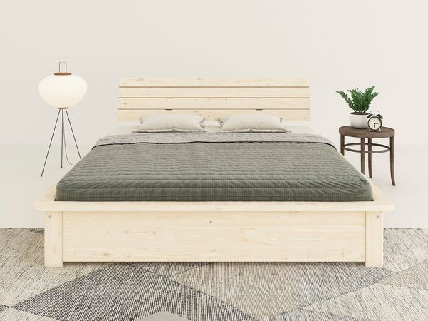 OTTO home Massivholzbett Antri, Futonbett, ergonomisch geformtes Kopfteil, stilvolles Design, Rahmen zur Ablage von Smartphone, mit Lattenrost, Bettkasten optional