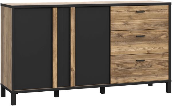 FORTE Hayato Sideboard, Holzwerkstoff, Braun/Schwarz, 154,5 x 85,2 x 42 cm Bild 3