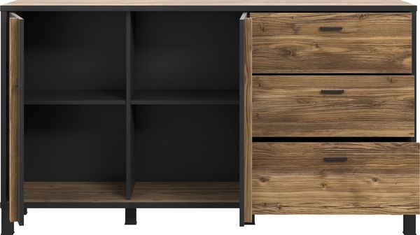 FORTE Hayato Sideboard, Holzwerkstoff, Braun/Schwarz, 154,5 x 85,2 x 42 cm Bild 4