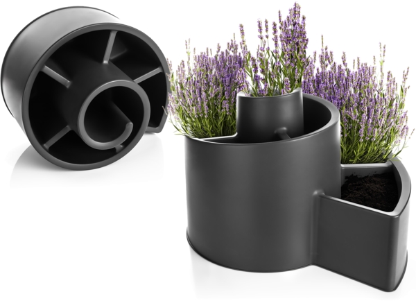 BigDean Kräuterspirale aus Kunststoff in Anthrazit BxH 55,5x34 cm – Kräuterschnecke - Blumentreppe mit 6 Kammern zum Bepflanzen - Kräutertopf rund - Kräuterbeet Pflanzring Pflanzpyramide für Außen