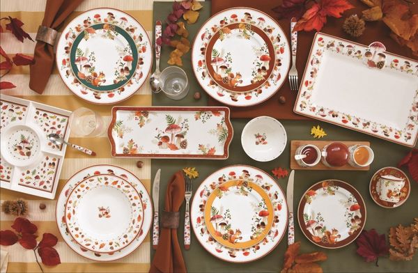 EasyLife Tasse Autumn Breeze, Porzellan, Spülmaschinengeeignet, Weiß, Herbst, Blätter, Eichhörnchen, H: 9cm