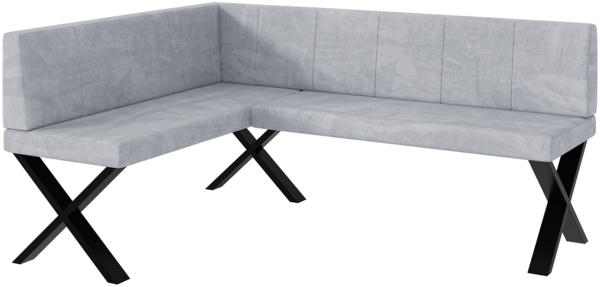 MEBLINI Eckbank für Esszimmer - Küchenbank - Essecke - Sitzecke Küche - PETER - X-Beine 128x168x87cm Links - Hellgrau Samt