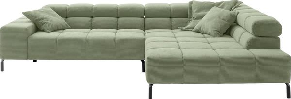 INOSIGN Ecksofa Ancona New, wahlweise motorische Sitztiefenverstellung, auch Cord, feine Steppung, mit Kopfteilverstellung, 3 Zierkissen, L-Form
