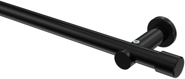 Gardinenstangen-Set Platon Santo 100 cm, 1-läufig (ohne Ringe), 20 mm Ø Schwarz