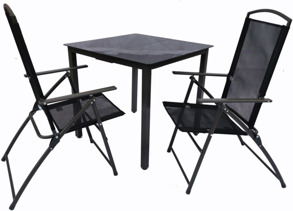 VCM Gartenmöbel-Set 80S 918147 Schwarz H. 76 x B. 80 x T. 80 cm