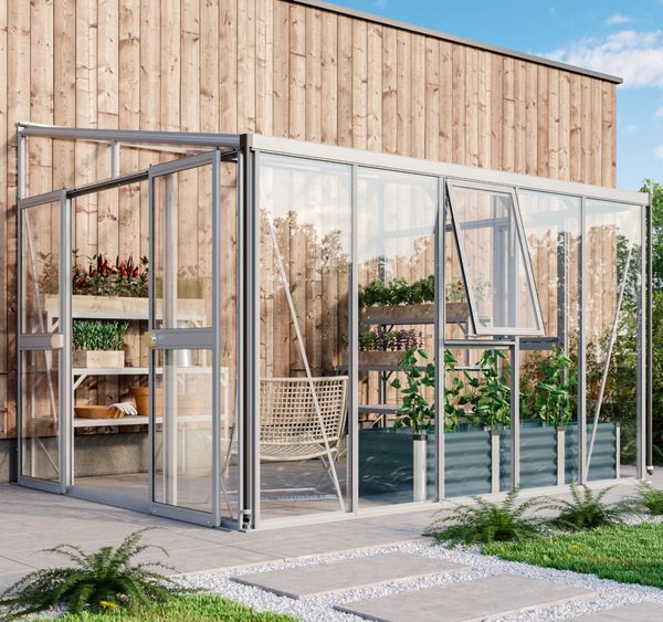 Vitavia Anlehn-Gewächshaus "Helena 8600", aluminium, 8,6 m²,3 mm ESG, 10 mm HKP