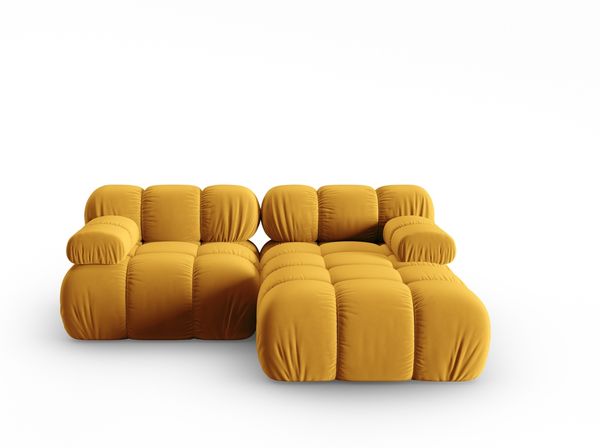 Micadoni Modulares Ecksofa Bellis 3-Sitzer Rechts Samt Bluvel Gelb