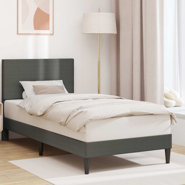 vidaXL Bettrahmen mit Kopfteil Dunkelgrau 90x190 cm Cordstoff 3414680
