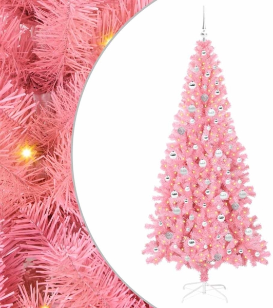 vidaXL Weihnachtsbaum mit 300 LEDs mit Ständer Rosa 210 cm PVC 3396443 Bild 1
