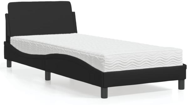 vidaXL Bett mit Matratze Schwarz 90x190 cm Kunstleder 3208317