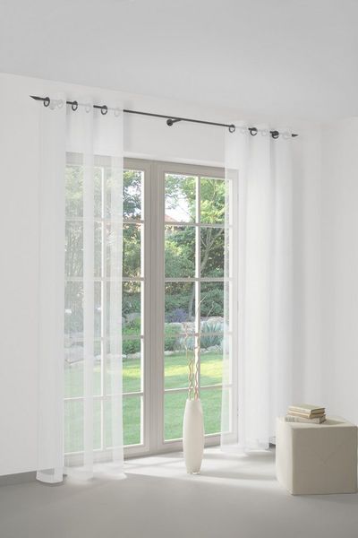 Wirth Gardine Manuela (1 St), Ösen, halbtransparent, Fertig-Store mit Metallösen nach Maß