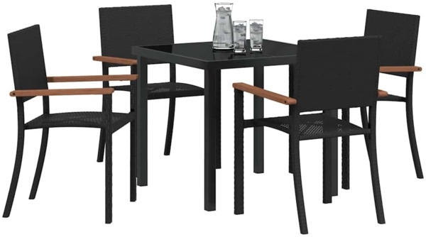 vidaXL Garten Essgruppe 5 pcs Schwarz Poly Rattan 3379416 Bild 2