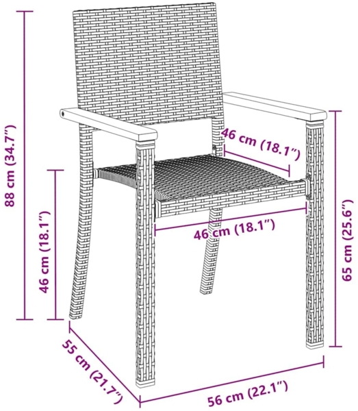 vidaXL Garten Essgruppe 5 pcs Schwarz Poly Rattan 3379416 Bild 5