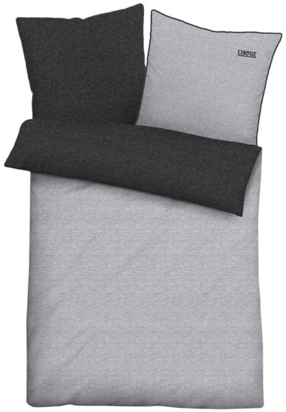 Biberna Wendebettwäsche CINQUE, 135 x 200 cm, Anthrazit, Silbergrau, Jersey, 2 teilig, mit Reißverschluss