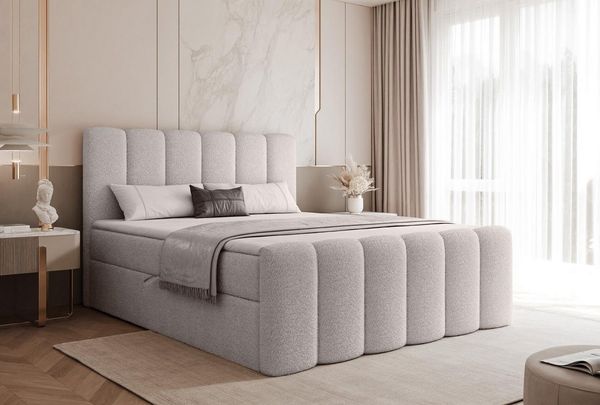 Compleo Boxbett BUBBLE, Wolkenbett, Bequem, Bonell, Topper, Doppelbett gepolstertes Kopfteil mit Bettkasten