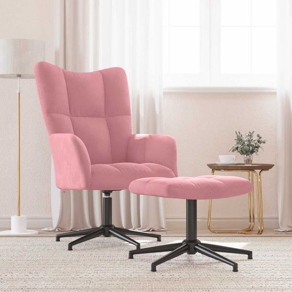 vidaXL Relaxsessel mit Hocker Rosa Samt [328110]