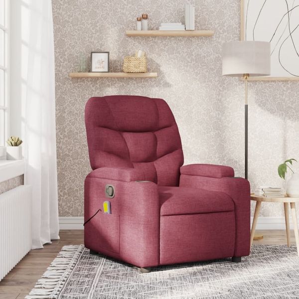 vidaXL Massagesessel Weinrot Stoff 372456