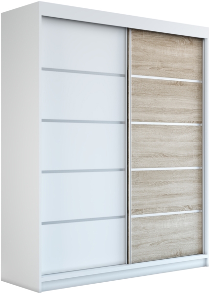 Schwebetürenschrank TREND 2-türig Schrank 180 cm (mit Spiegel) Farbe: Weiß ,sonoma