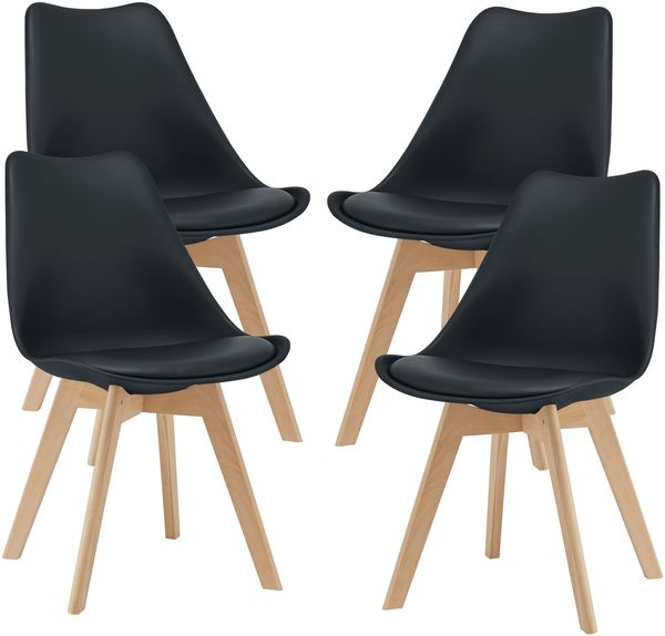 Esszimmerstuhl Fläten 4er Set Kunstleder Schwarz [en. casa]