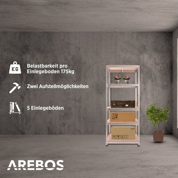 Arebos Schwerlastregal 180 x 75 x 45 cm 875 kg Steckregal Kellerragl Lagerregal